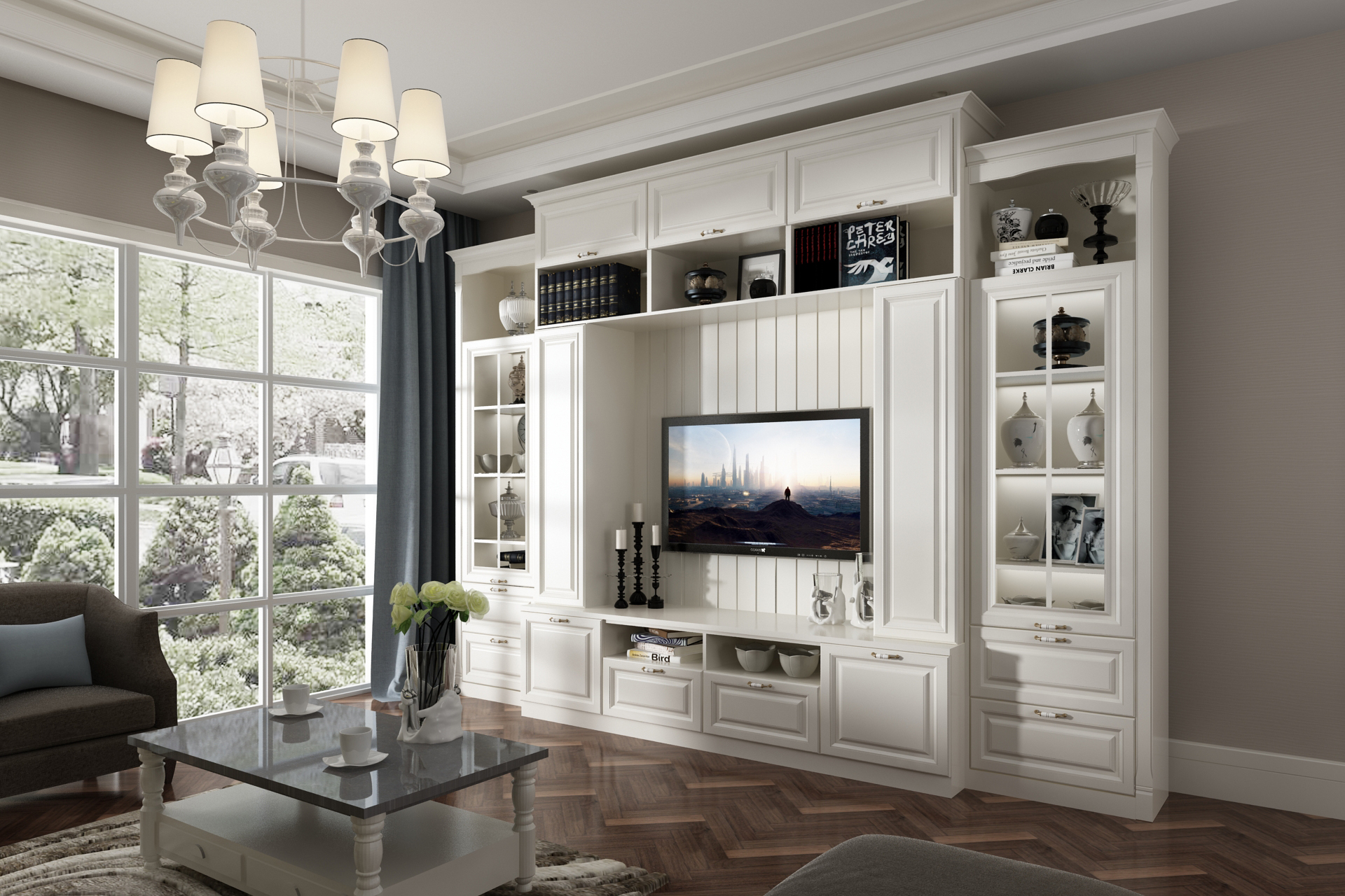 全鋁電視柜-02（風格：簡歐；顏色：黃橡）