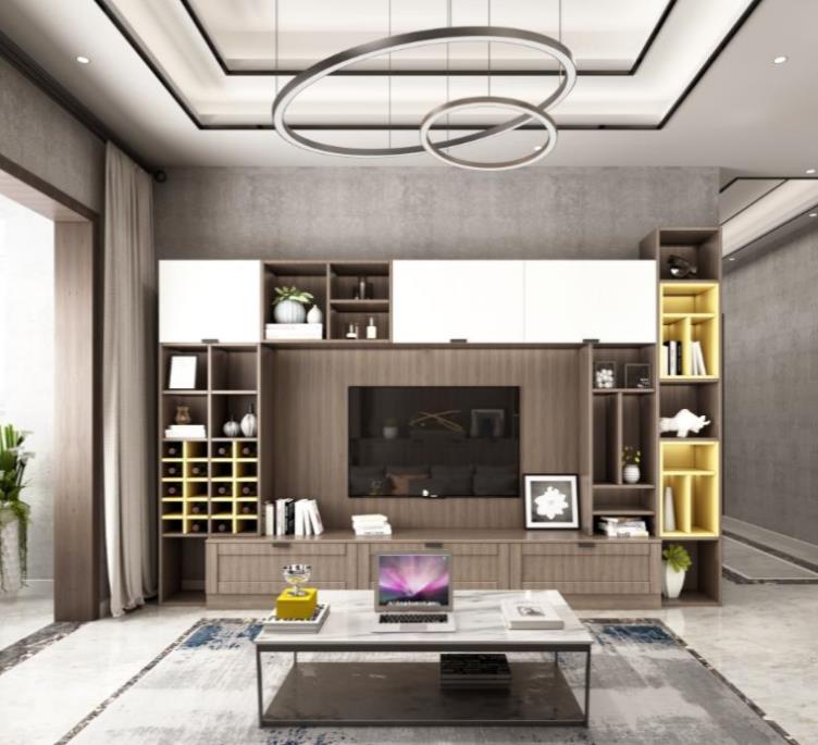 全鋁電視柜-01（風格：現代；顏色：胡桃木暖白）